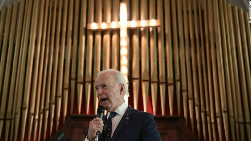 Biden In Front Of Cross At Church