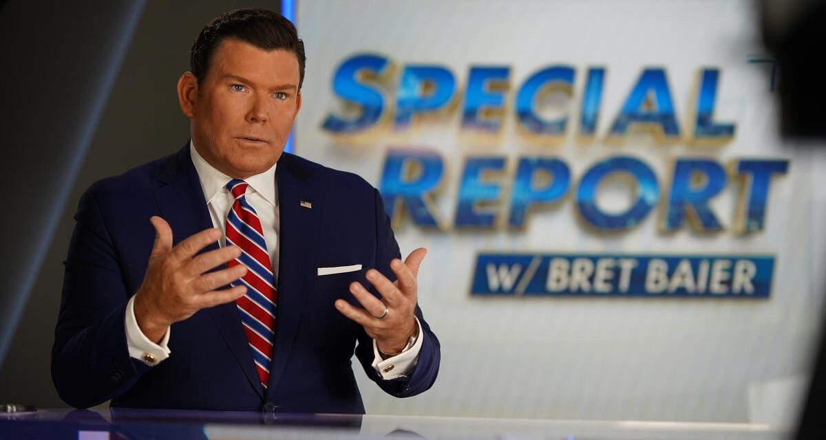 Brett Baier sipping at the Kool- Aide