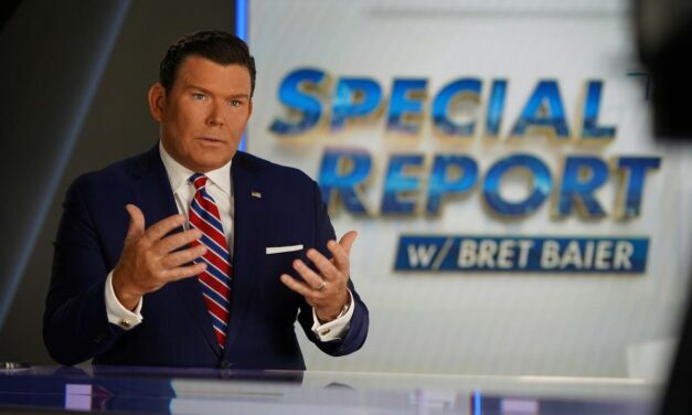 Brett Baier sipping at the Kool- Aide